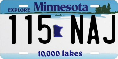 MN license plate 115NAJ
