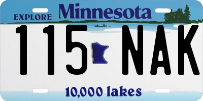 MN license plate 115NAK