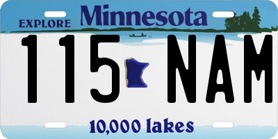 MN license plate 115NAM