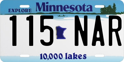 MN license plate 115NAR
