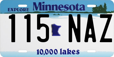 MN license plate 115NAZ