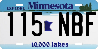 MN license plate 115NBF