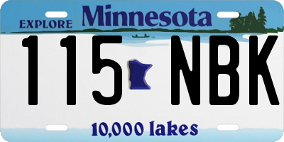 MN license plate 115NBK