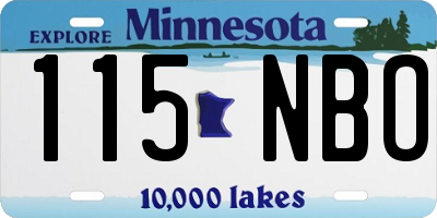 MN license plate 115NBO