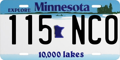 MN license plate 115NCO