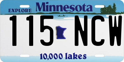 MN license plate 115NCW