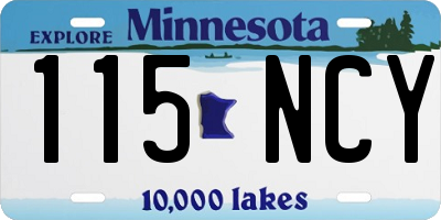 MN license plate 115NCY