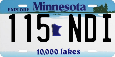 MN license plate 115NDI