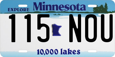 MN license plate 115NOU