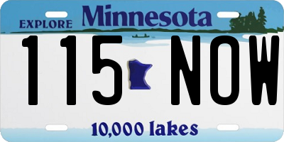 MN license plate 115NOW