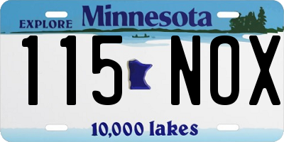 MN license plate 115NOX