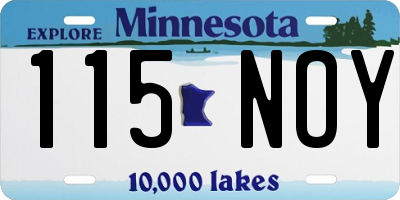 MN license plate 115NOY