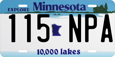 MN license plate 115NPA