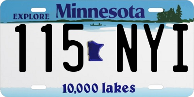 MN license plate 115NYI