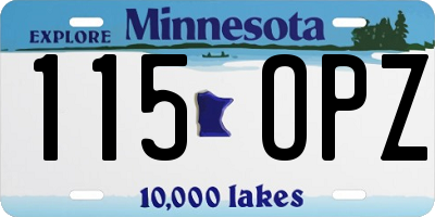 MN license plate 115OPZ