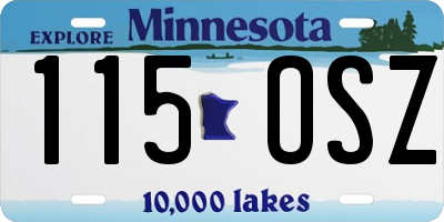 MN license plate 115OSZ