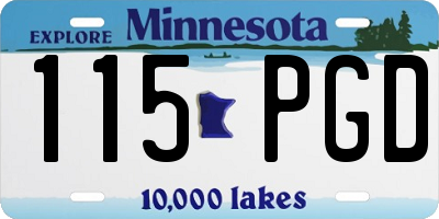 MN license plate 115PGD