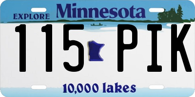 MN license plate 115PIK