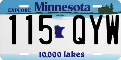 MN license plate 115QYW