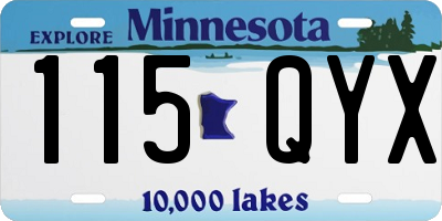 MN license plate 115QYX