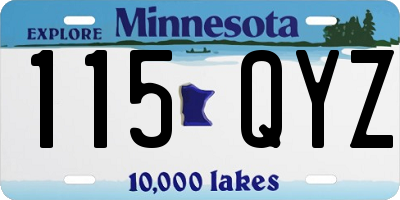 MN license plate 115QYZ