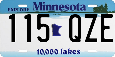 MN license plate 115QZE