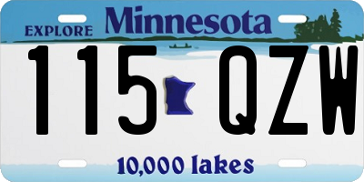 MN license plate 115QZW