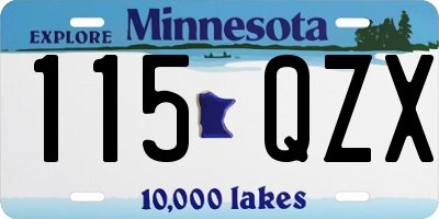 MN license plate 115QZX