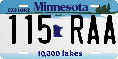 MN license plate 115RAA