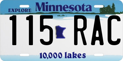 MN license plate 115RAC