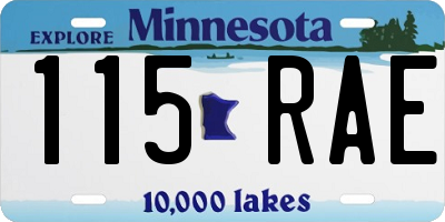 MN license plate 115RAE