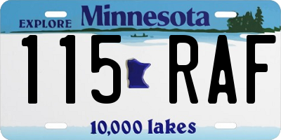 MN license plate 115RAF