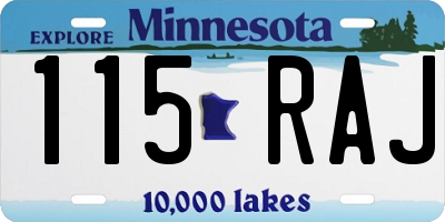 MN license plate 115RAJ