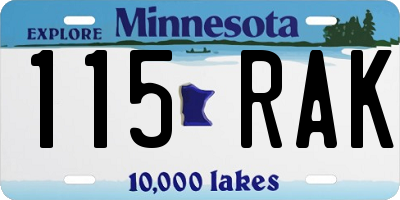 MN license plate 115RAK