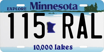 MN license plate 115RAL