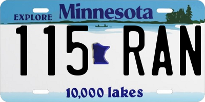 MN license plate 115RAN