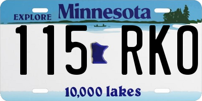 MN license plate 115RKO