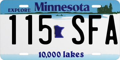 MN license plate 115SFA