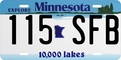 MN license plate 115SFB