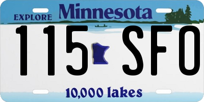 MN license plate 115SFO