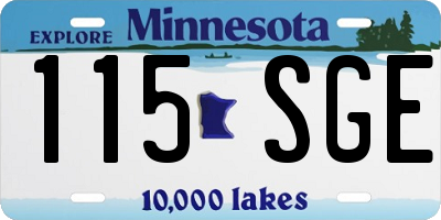 MN license plate 115SGE