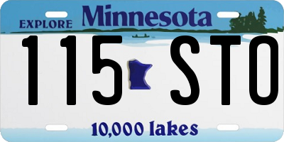 MN license plate 115STO