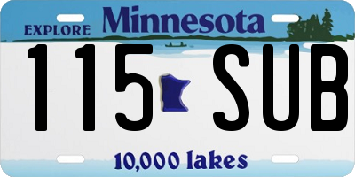 MN license plate 115SUB