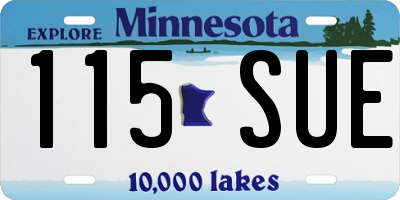 MN license plate 115SUE