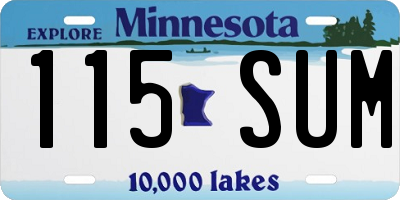MN license plate 115SUM
