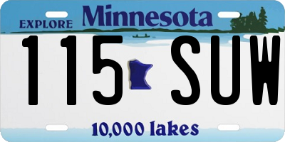 MN license plate 115SUW