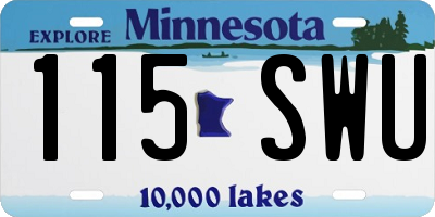 MN license plate 115SWU