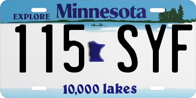 MN license plate 115SYF