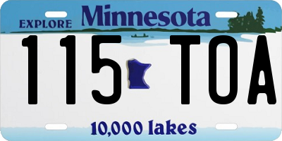 MN license plate 115TOA