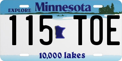 MN license plate 115TOE